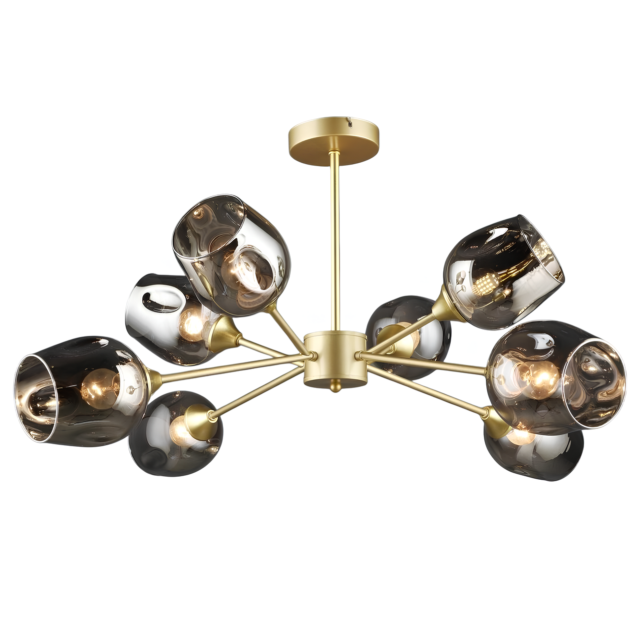 Люстра Valeso с металлическим каркасом на восемь плафонов под лампу Е27 Золотой/Черный (N6621/8)