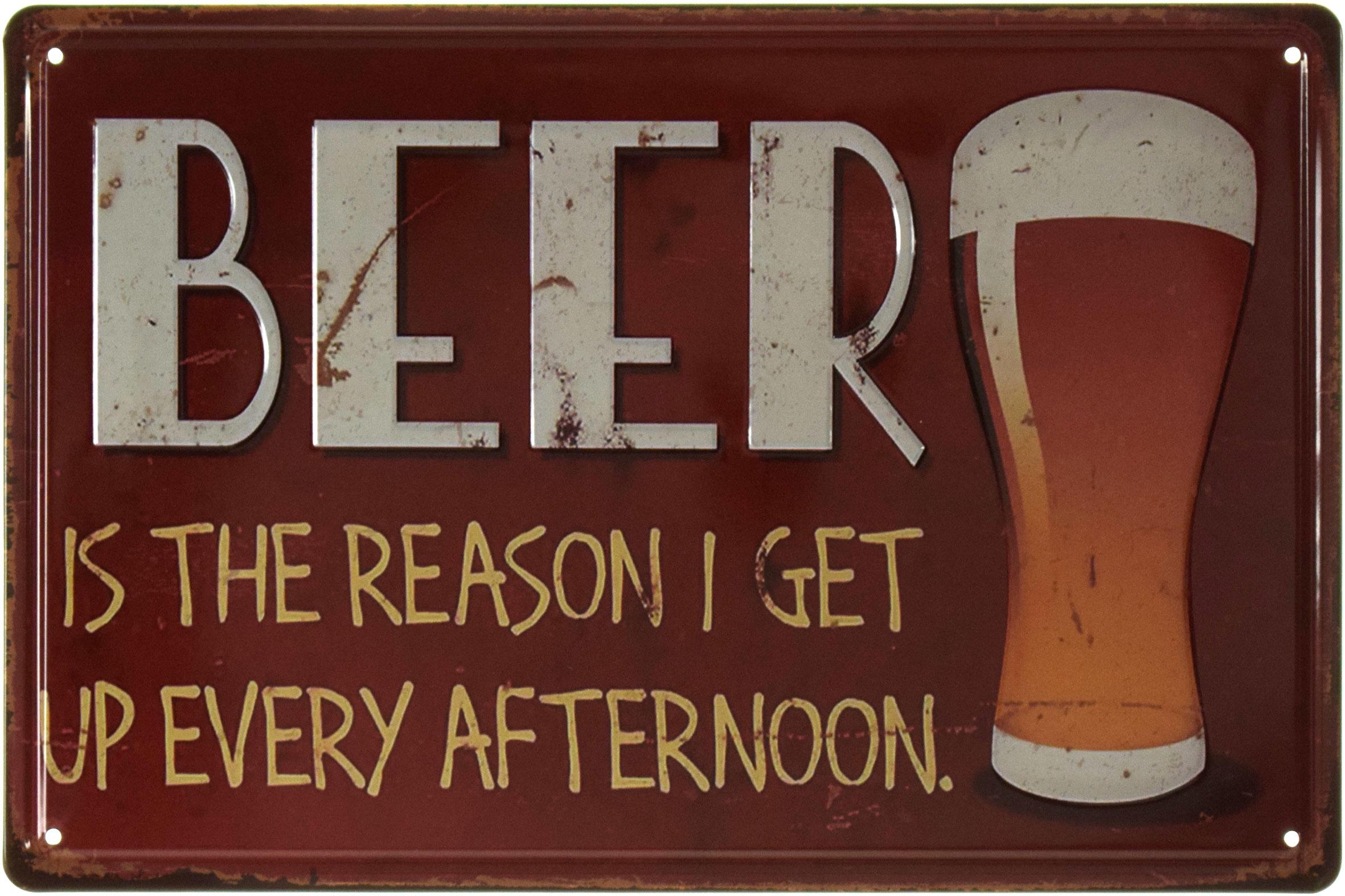 Табличка металлическая Пиво Это Причина По Которой Я Каждый День Просыпаюсь После Полудня 20x30 см