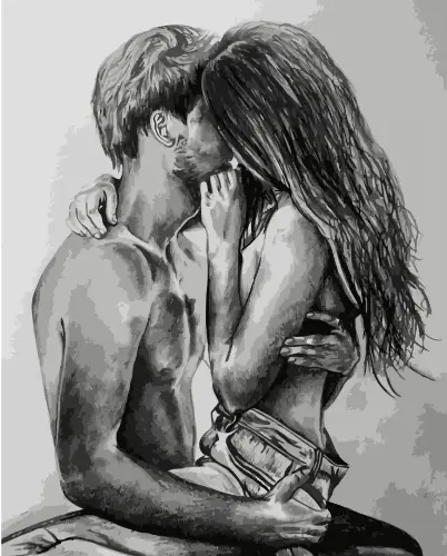 Картина по номерам Strateg без подрамника Любовь 40х50 см Черно-белый (DY012) Картина по номерам Strateg без подрамника Любовь 40х50 см Черно-белый (DY012)