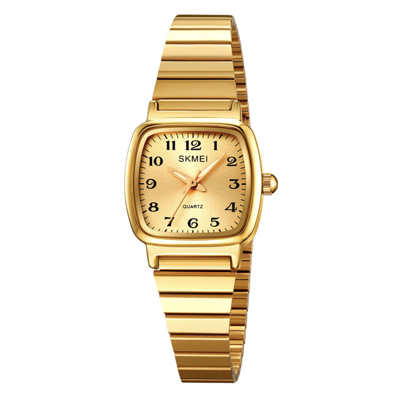Годинник жіночий металевий Skmei з цифрами Золотистий (z065-3)