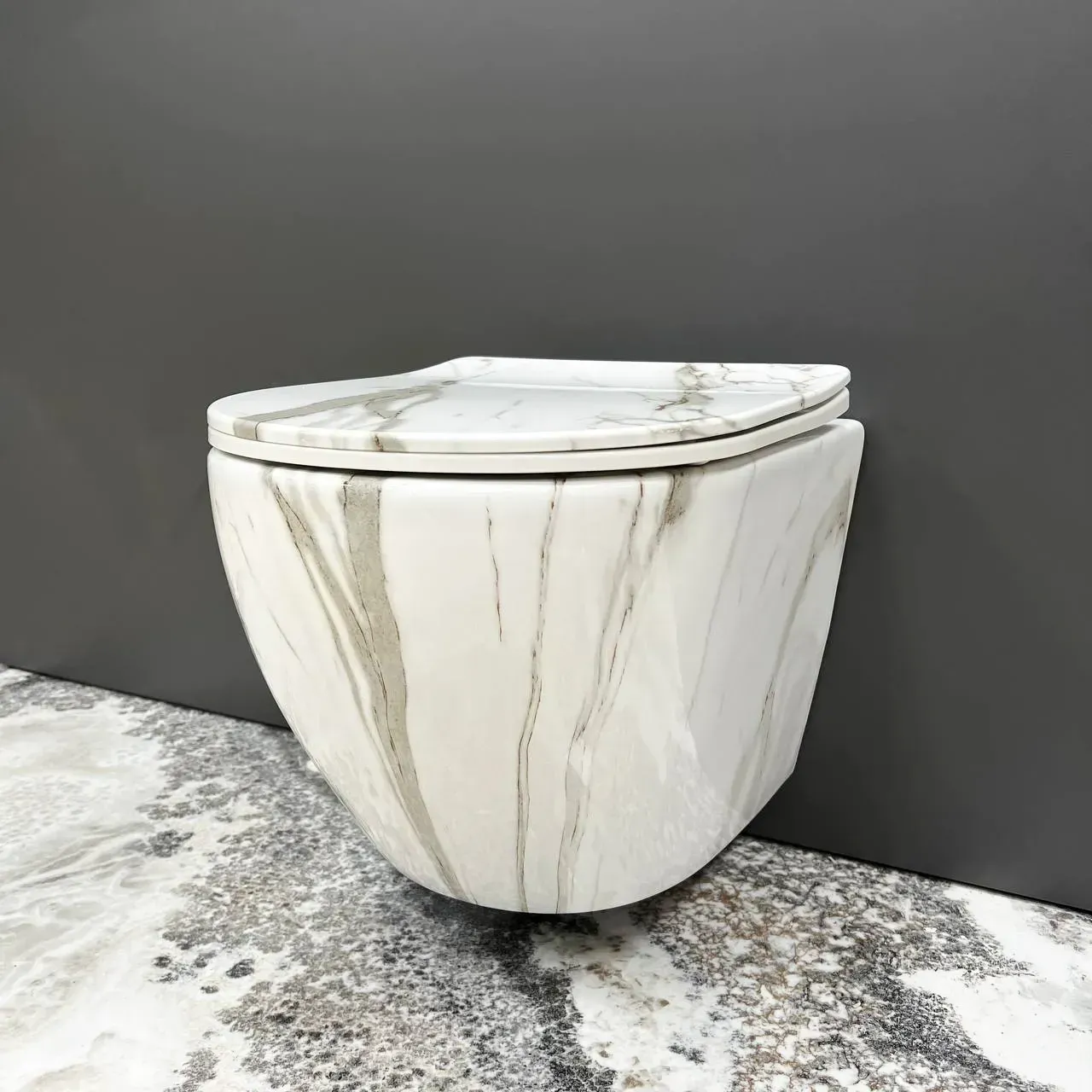 Унітаз підвісний VBI Vulcano безобідковий 480x360 мм Сірий мармур (RM-VBI-020406) - фото 2