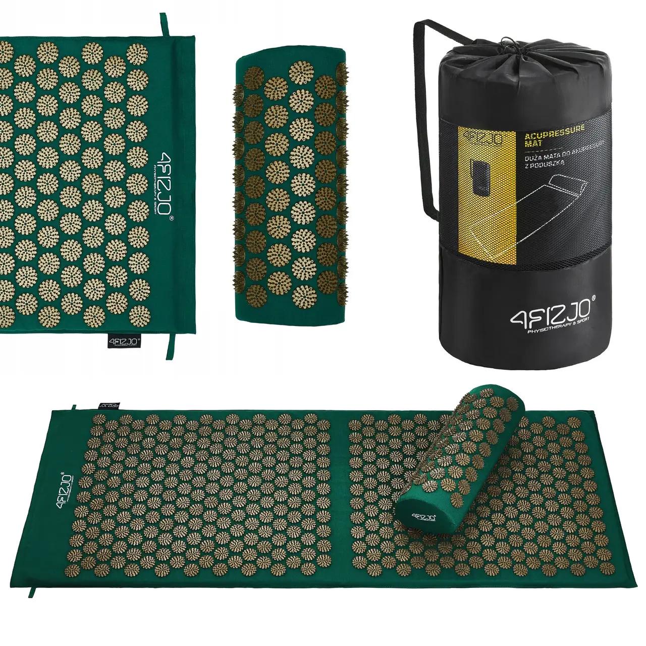 Килимок акупунктурний з валиком 4FIZJO Аплікатор Кузнєцова 128x48 см 4FJ0289 Navy Green/Gold - фото 2