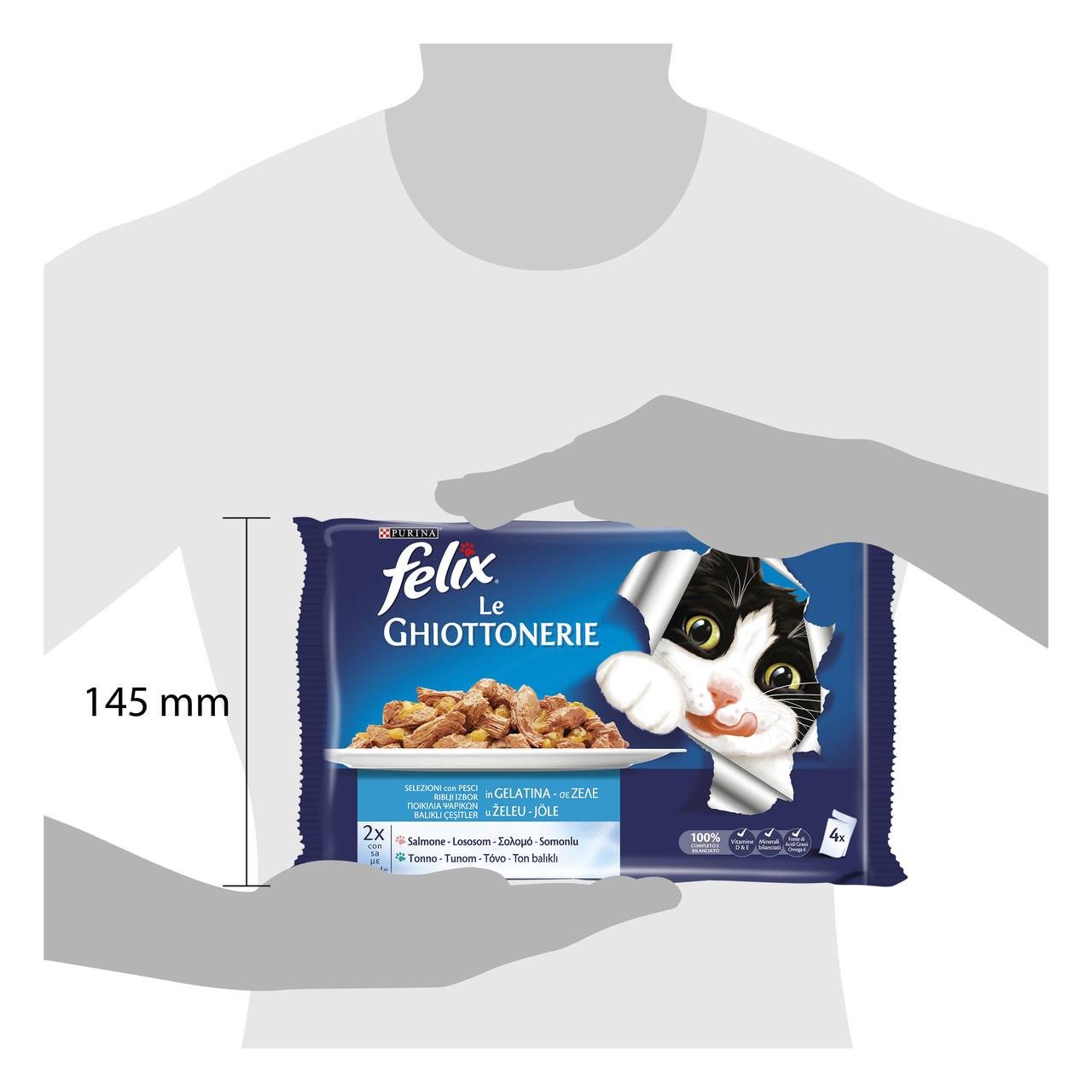 Вологий корм Felix Fantastic шматочки в желе для котів лосось тунець 4х100 г (7613033263866) - фото 3 Вологий корм Felix Fantastic шматочки в желе для котів лосось тунець 4х100 г (7613033263866) - фото 3