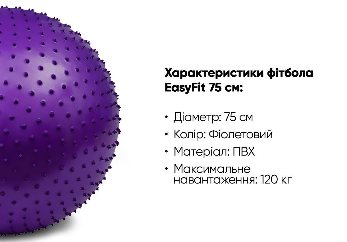 Мяч для фитнеса EasyFit 75 см Фиолетовый (EF-3016-V) - фото 3
