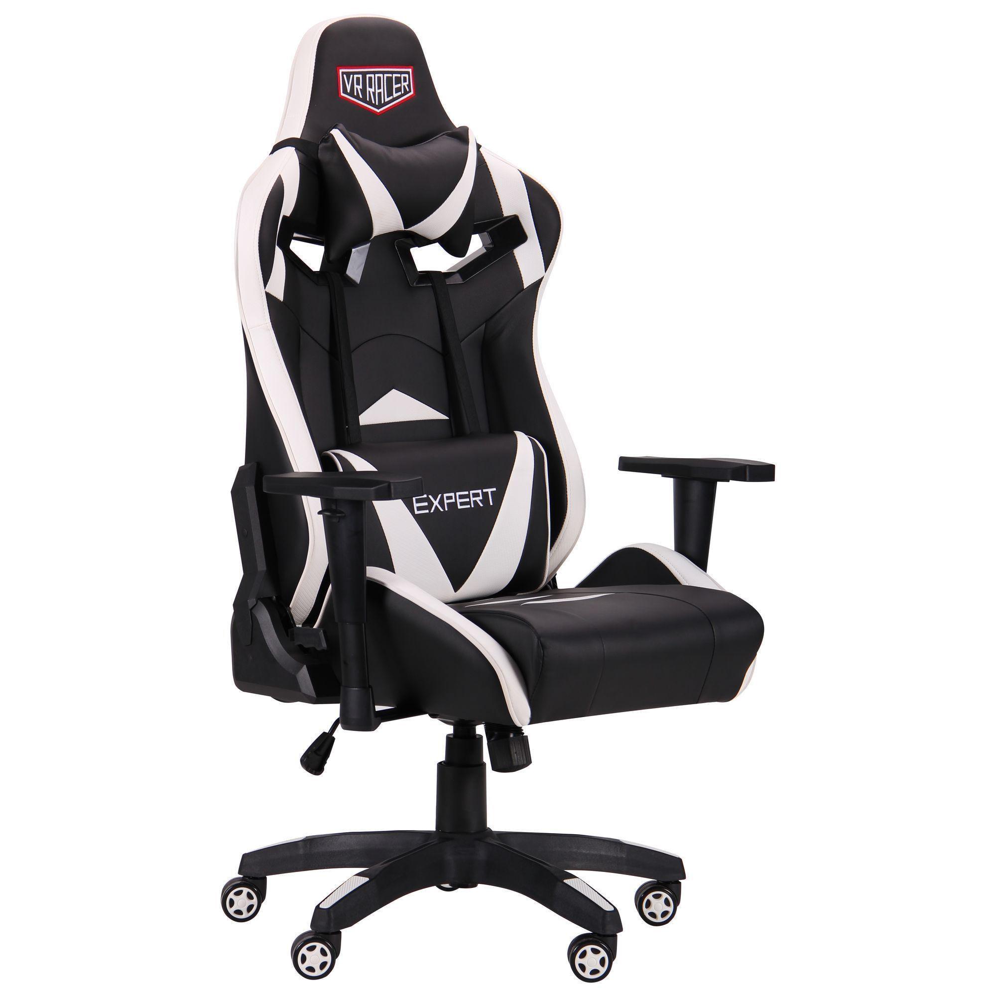 Геймерское кресло AMF VR Racer Expert Guru 1280+80х720х690 Черный/белый