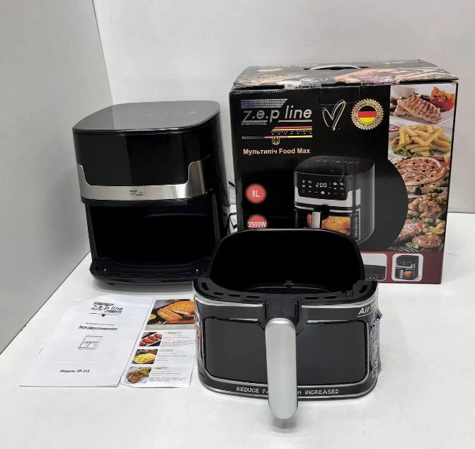 Аерогриль сенсорний Zepline з таймером 8 л 3500 Вт - фото 5 Аерогриль сенсорний Zepline з таймером 8 л 3500 Вт - фото 5