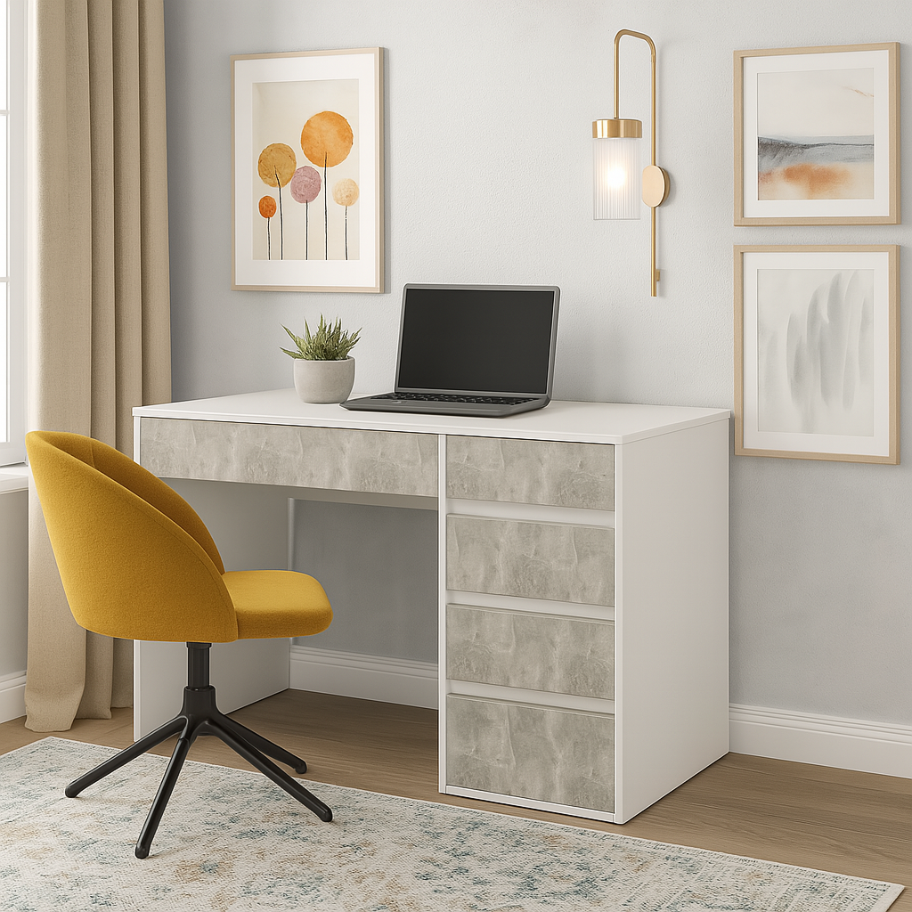 Стол письменный СП7 5Я SENAM 780х1100х500 мм корпус ДСП Белый фасад ДСП Ателье светлый