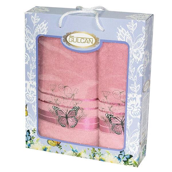 Набор полотенец Gulcan Cotton Бабочка 480 г/м2 2 шт. Розовый (21615)
