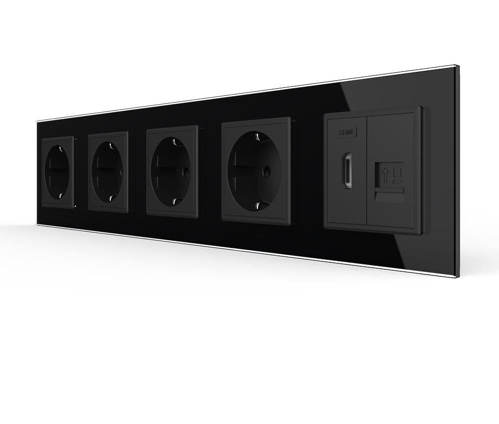 Розетка пятиместная LIVOLO с HDMI/интернет RJ-45 настенная стеклянная рамка Черный (VL-C7FCTC16A/FCHD/FCCP-10BP) Розетка пятиместная LIVOLO с HDMI/интернет RJ-45 настенная стеклянная рамка Черный (VL-C7FCTC16A/FCHD/FCCP-10BP)