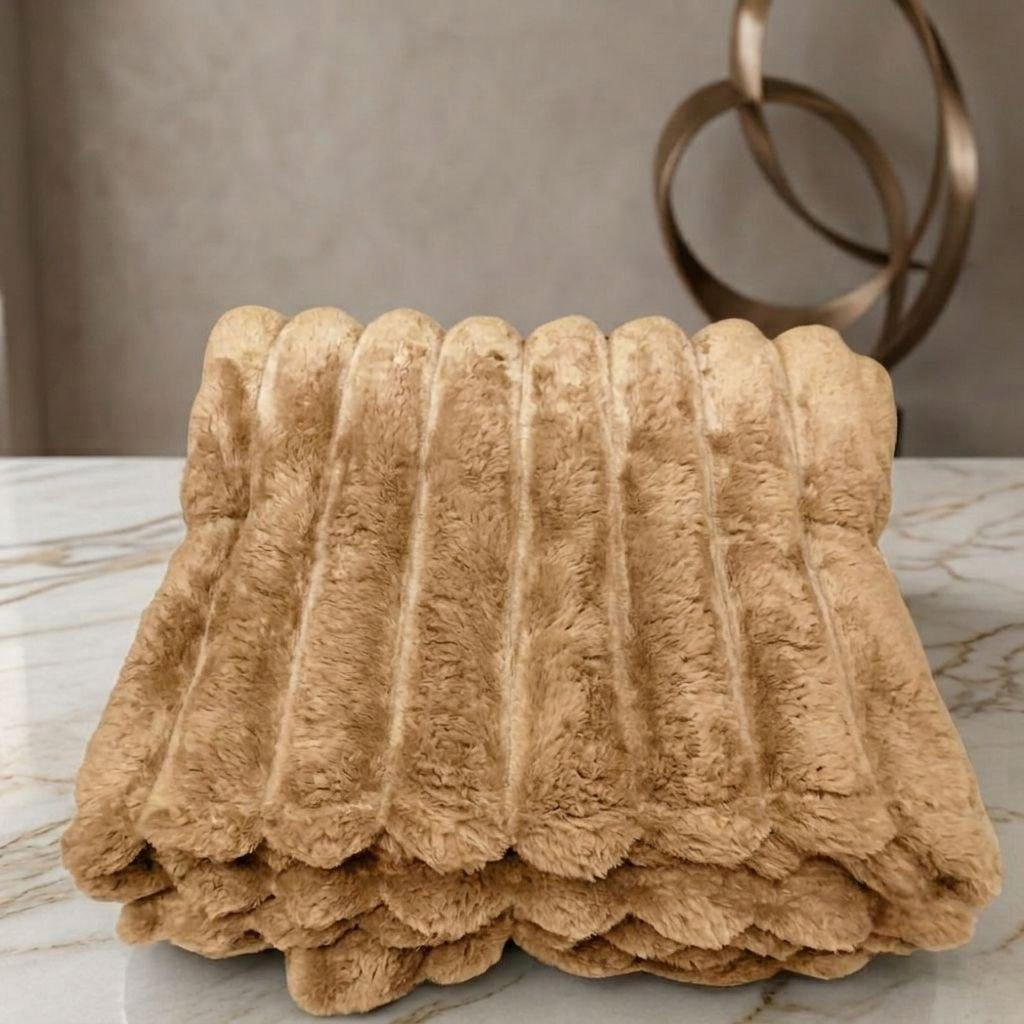 Плед-покрывало Полоска Шарпей двуспальный Solafa Home Textiles 180х200 см Бежевый (37360953)
