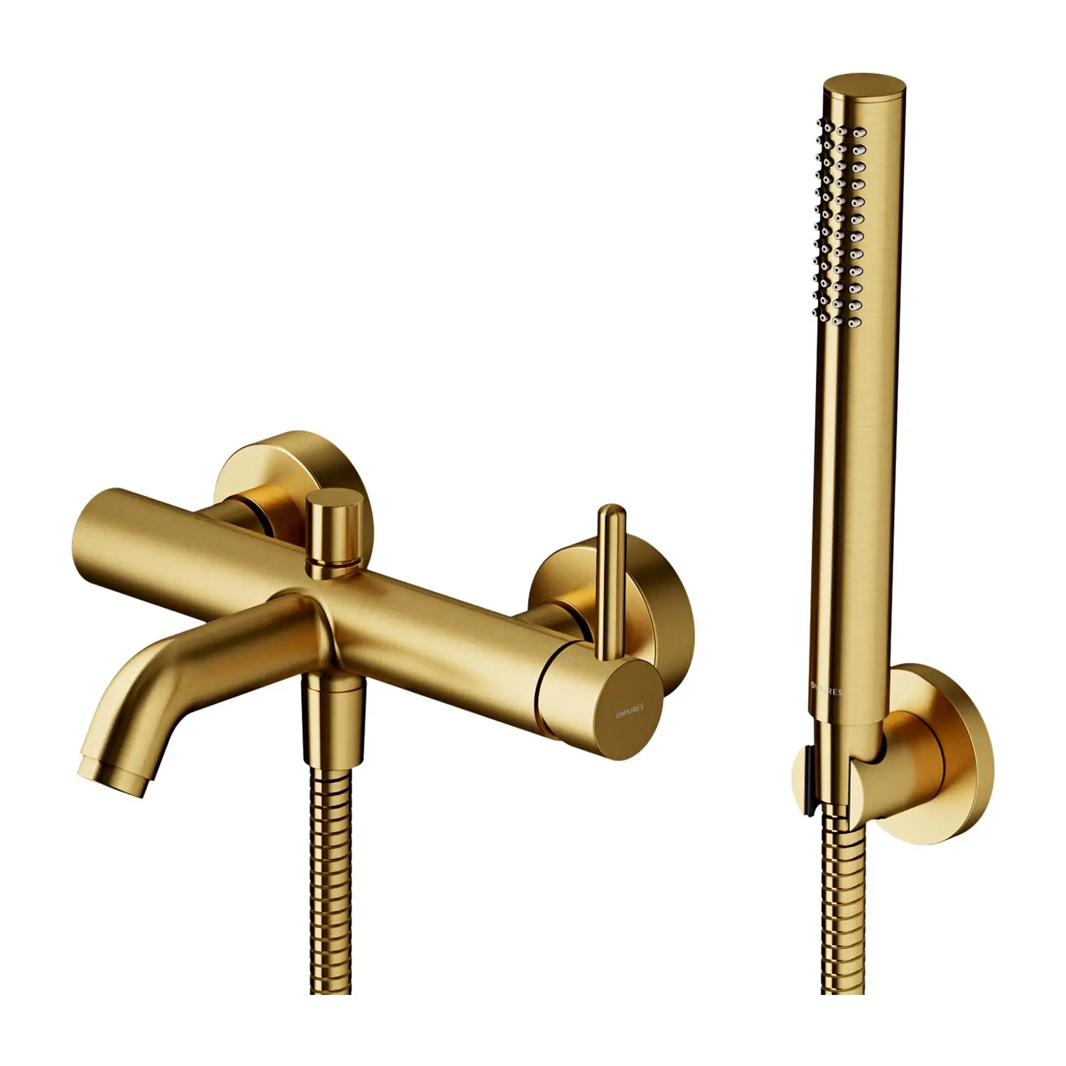 Смеситель для ванны Omnires Y однорычажный с ручной воронкой Золотой матовый (Y1231GLB)