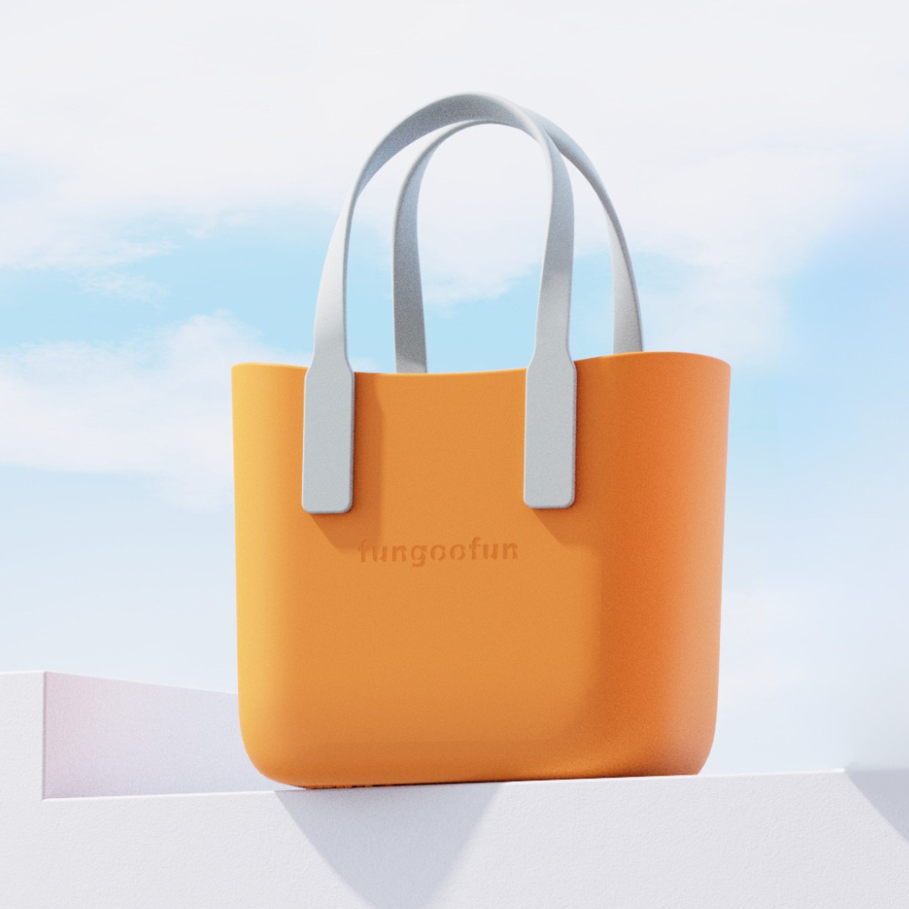 Женская сумка шоппер Fungoofun силиконовая на плечо водонепроницаемая с подкладкой молнии Оранжевый