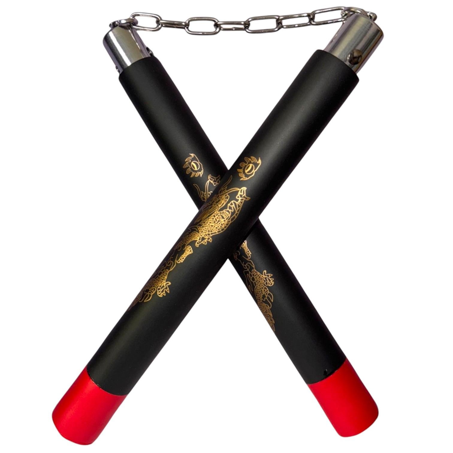 Нунчаки тренувальні з ланцюгом GDragon з неопреновим покриттям Чорно-червоний (3_1_0_6) - фото 1