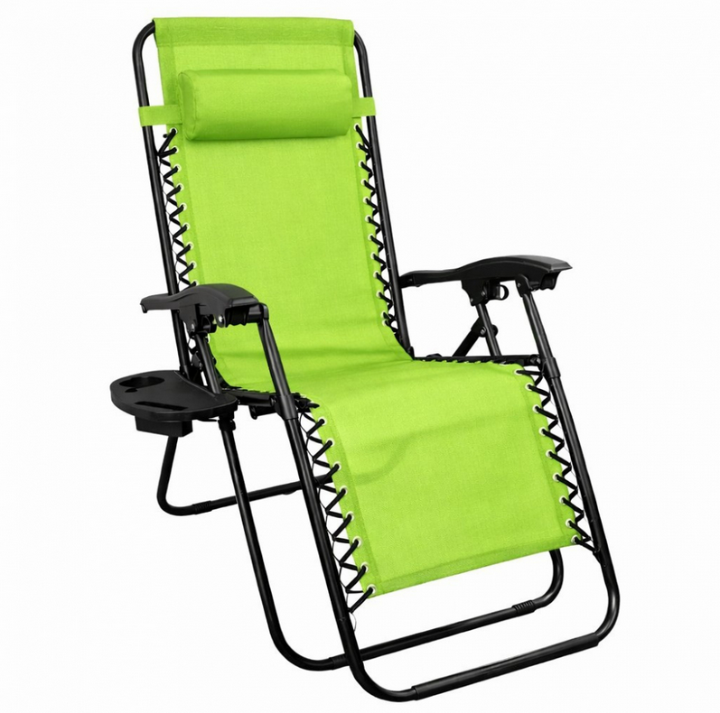 Шезлонг-лежак Zero Gravity с подстаканником до 120 кг.