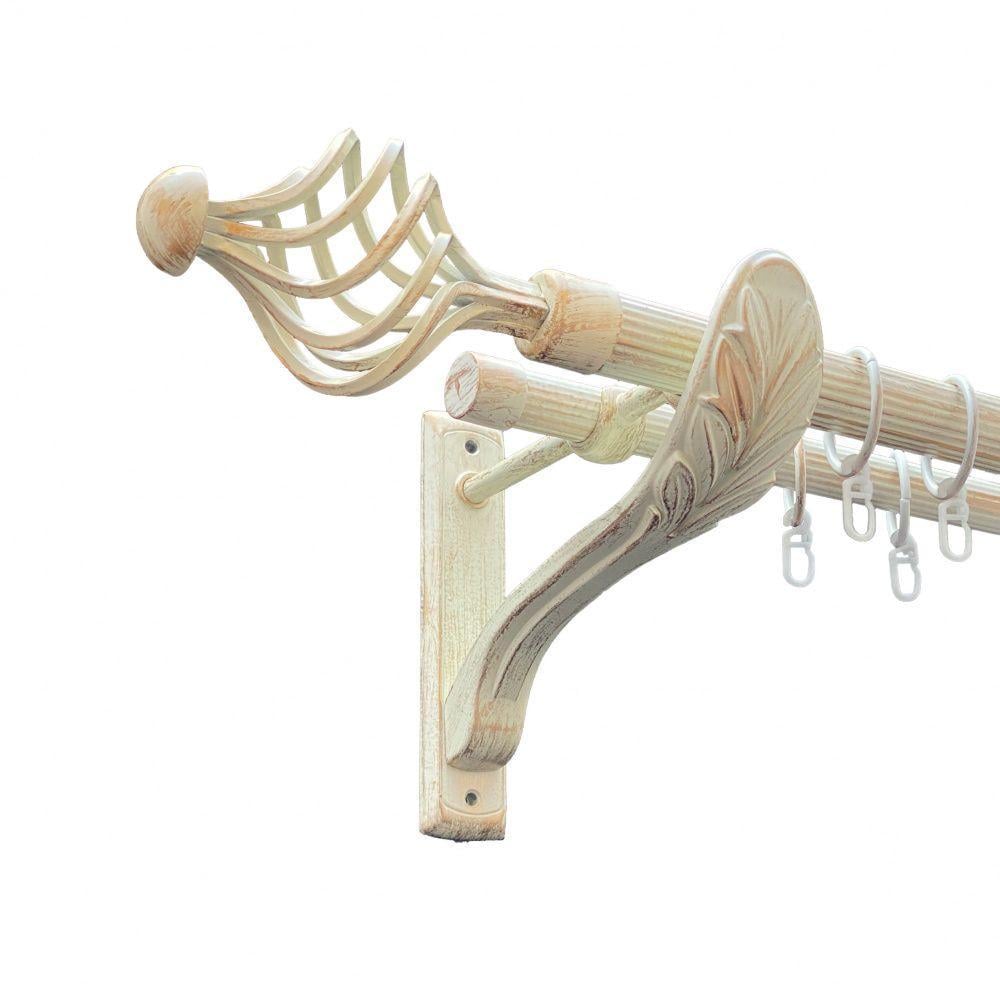 Карниз для штор Orvit Арезо двухрядный рифленый 25/19 мм 300 см Белое золото (00-00010638)