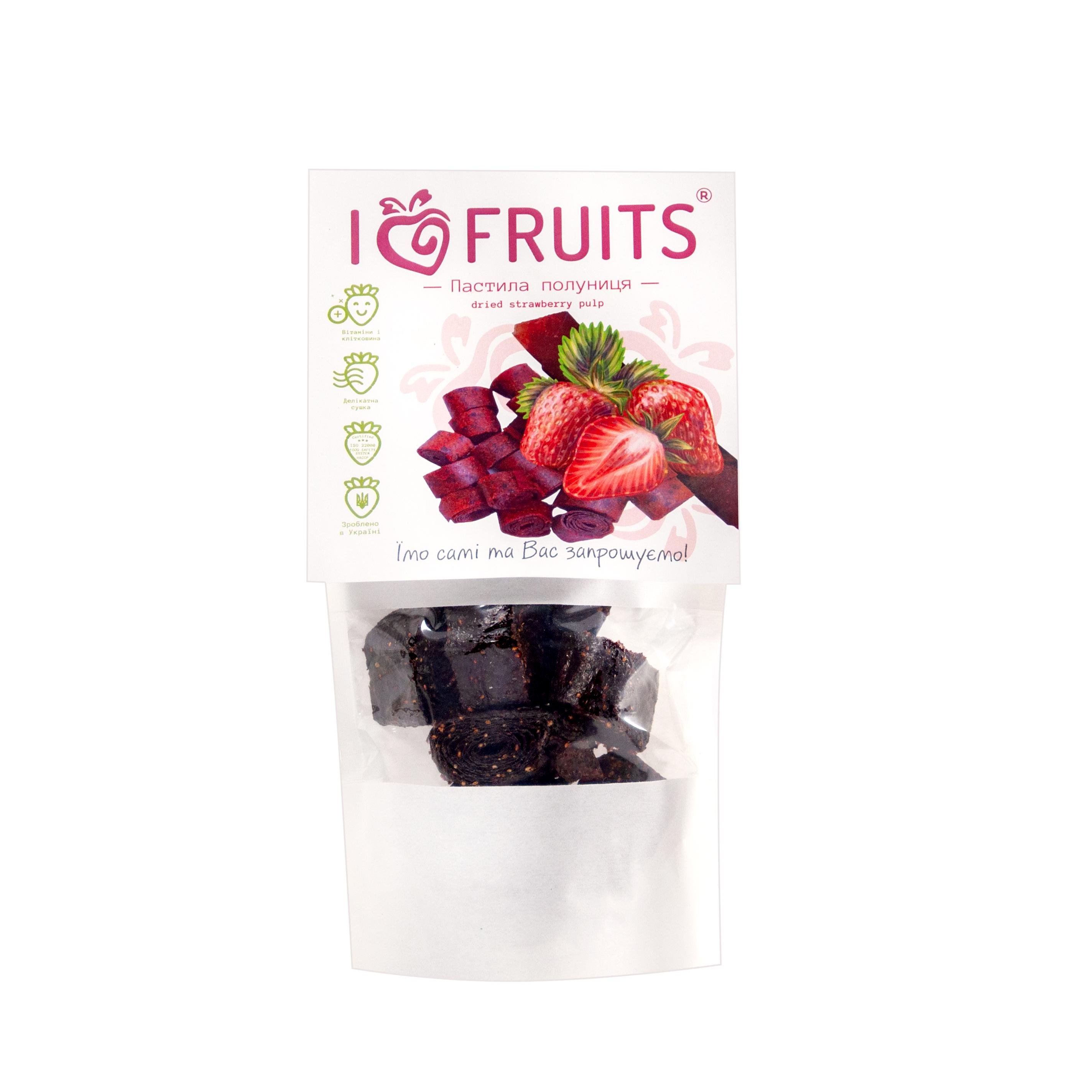 Сухофрукти I Love Fruits Пастила полунична 40 г