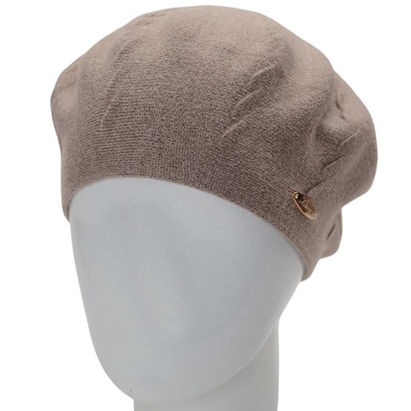 Берет женский Novita ВИКИ двойной с узором one size Кофейный (285938) - фото 1