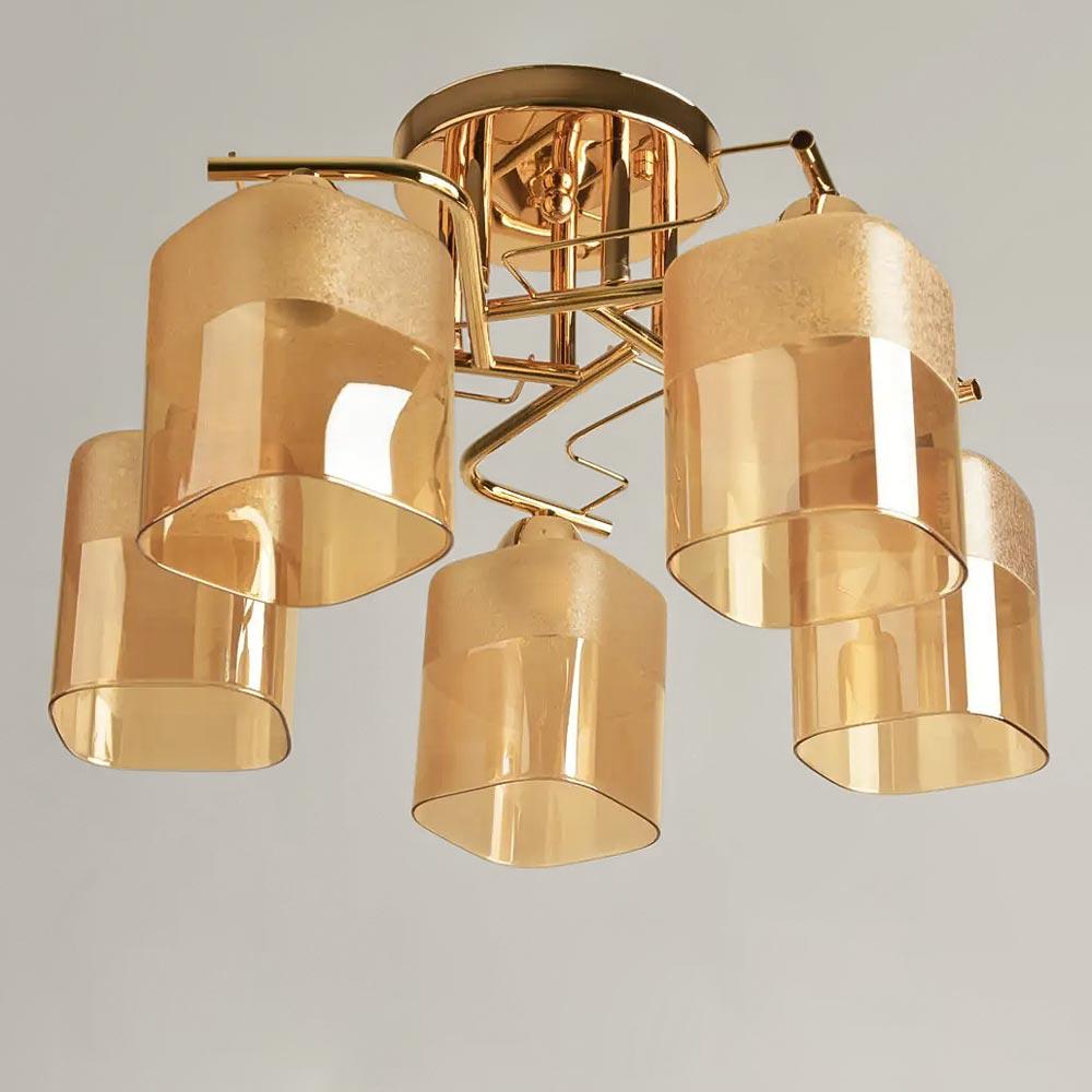 Люстра потолочная Light House SH-19532/5 FG 480х480х250 мм Золотой/Янтарный