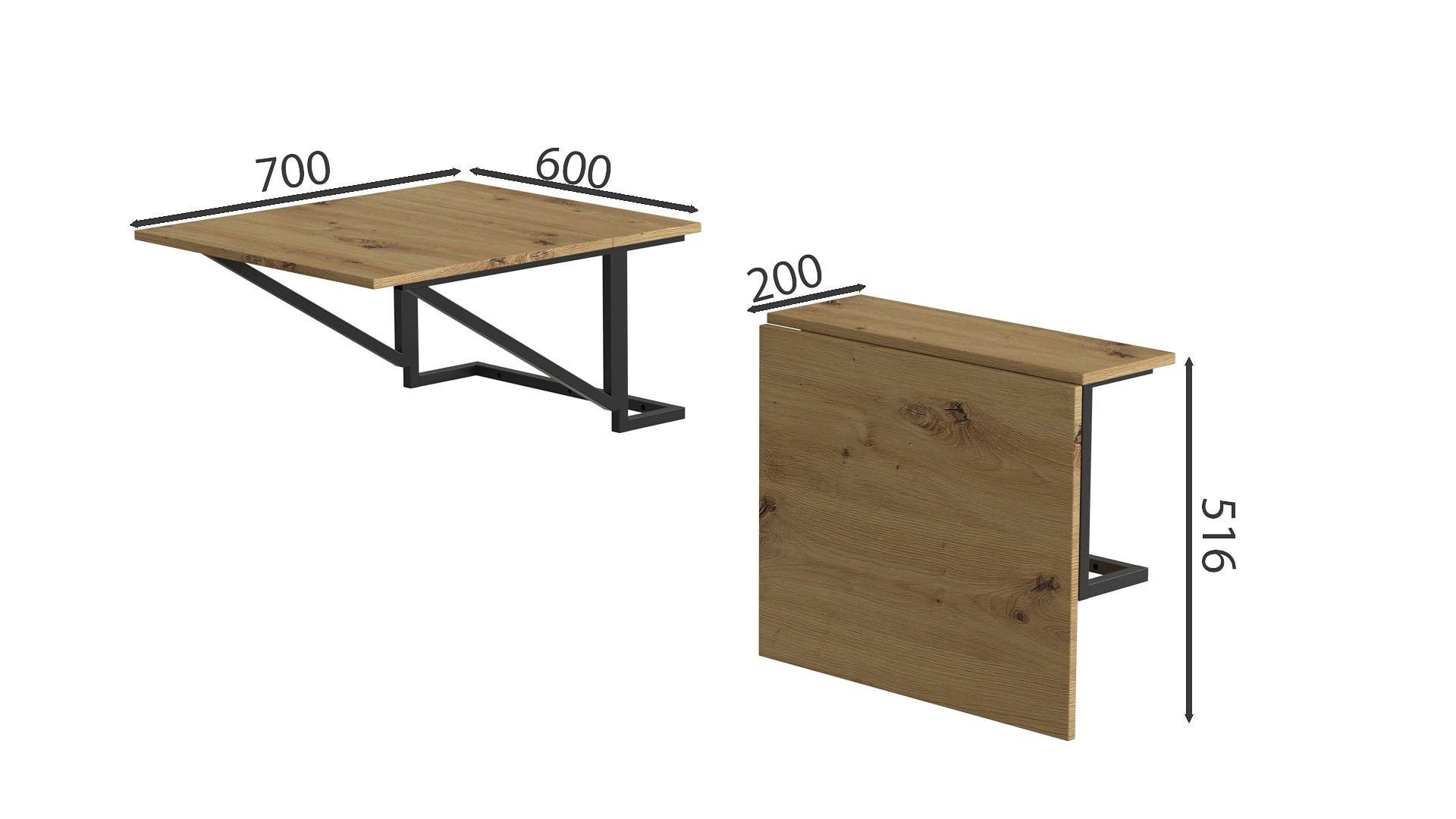 Стол раскладной Ferrum-decor Александр 6 металл/ДСП 16 мм 750x600x700 мм Черный/Дуб Артизан (FRD-104897) - фото 2 Стол раскладной Ferrum-decor Александр 6 металл/ДСП 16 мм 750x600x700 мм Черный/Дуб Артизан (FRD-104897) - фото 2