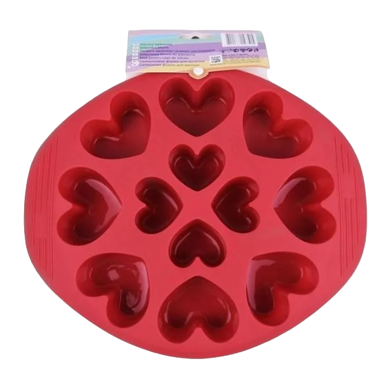 Форма для выпечки кексов силиконовая Maestro Сердце 12 ячеек