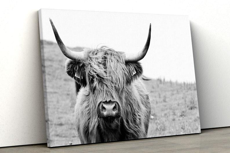Картина на холсте KIL Art Черно-белый бык 51x34 см (93)