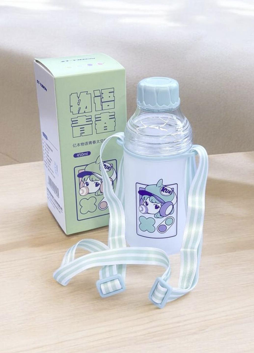 Дитяча пляшка для води Laska зі шнурком пластикова 450 мл Блакитний (54745)