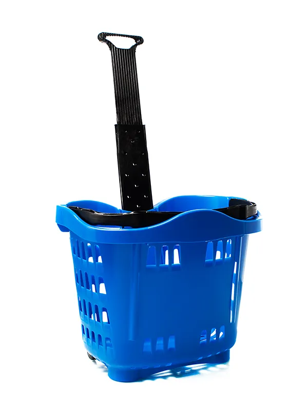 Корзина для покупателей пластиковая Genslide на колесах с телескопической ручкой 43 л Синий (29414955)
