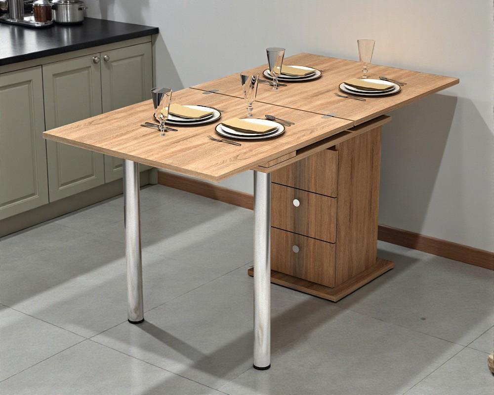 Стол-трансформер обеденный Tobi Sho Кардамон с ящиками 700х700х750 мм Дуб сонома