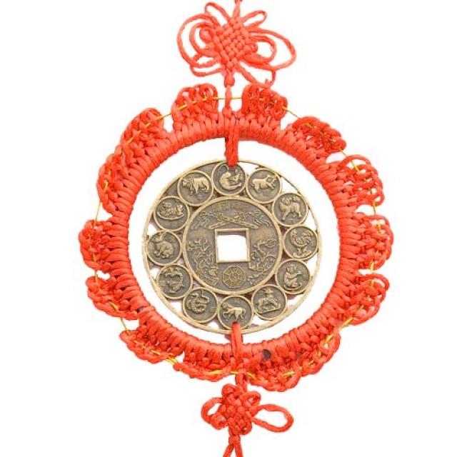 Подвеска монета гороскоп 50х21 см Красный (0070а)