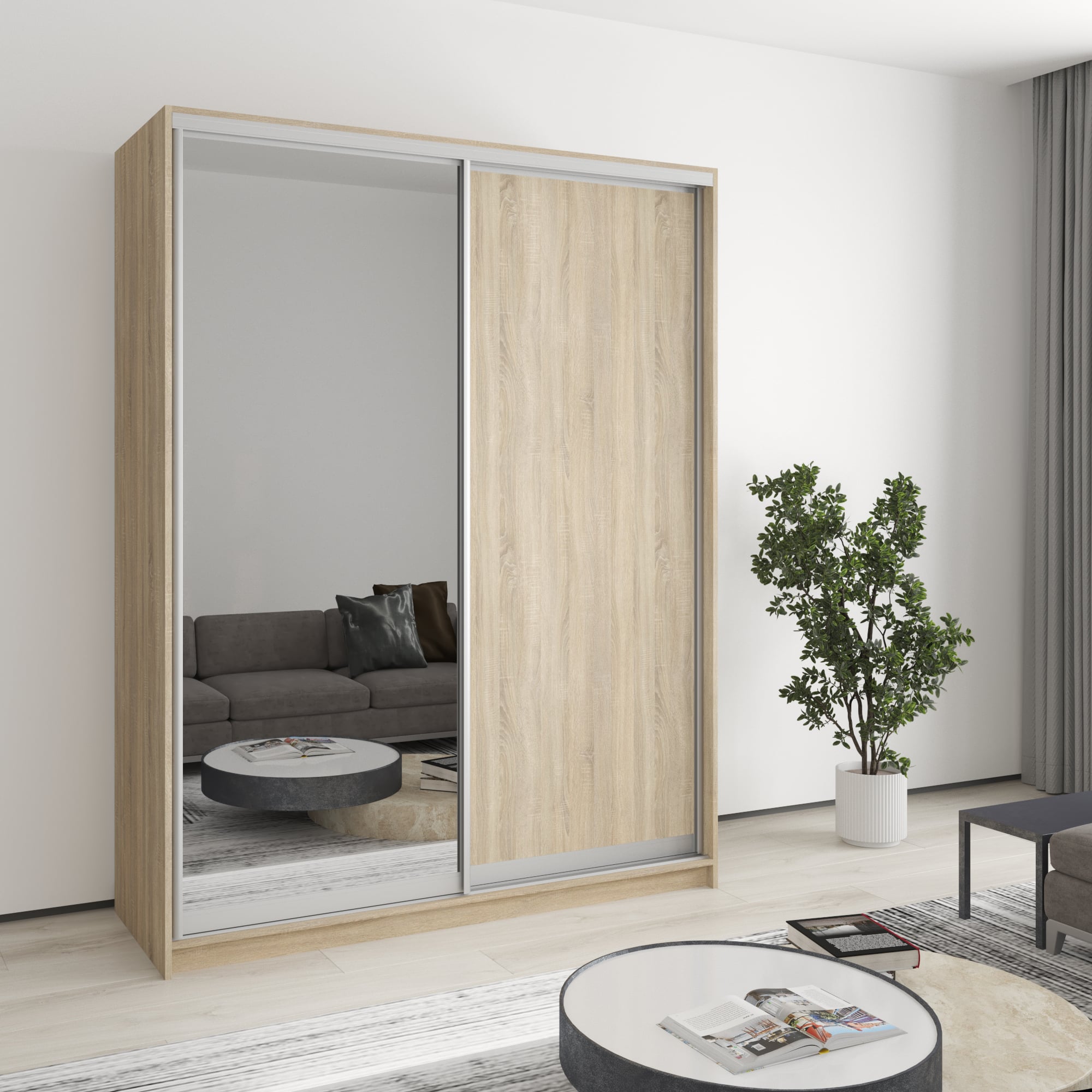 Шкаф-купе двухдверный Mebel Star Стандарт AL MBS-2429 160х60х210 см Дуб сонома (1003383)
