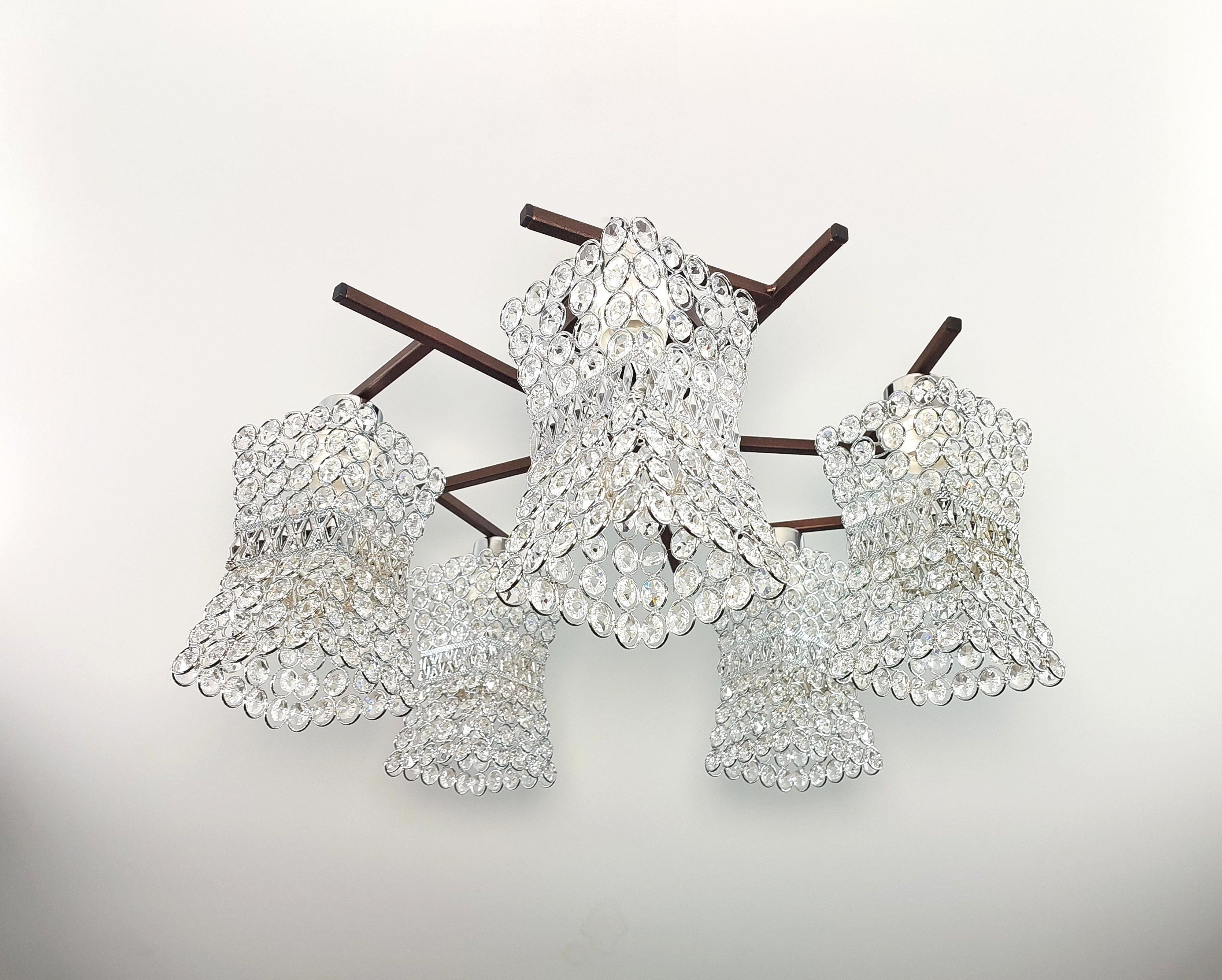 Люстра потолочная 3293/5 на 5 плафонов металлическая Коричневый