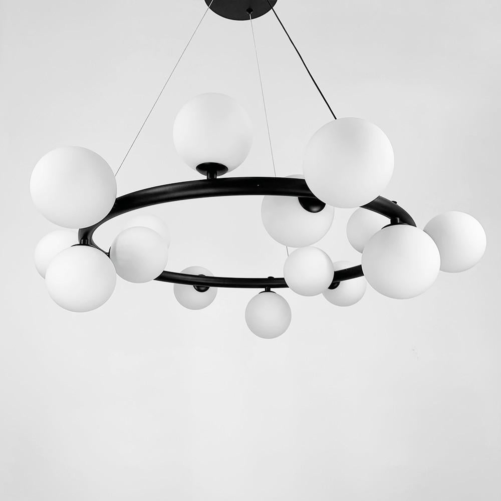 Люстра подвесная кольцевая на 15 белых плафонов - фото 3