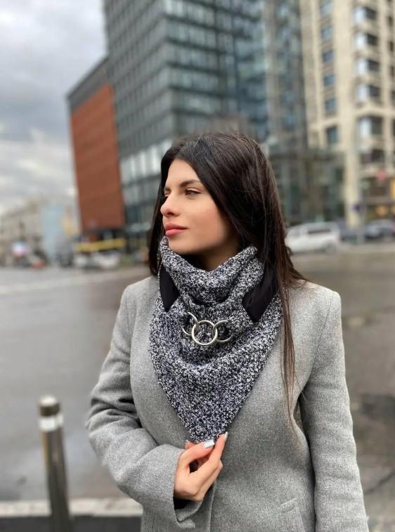 Шарф жіночий My scarf Единбург вовняний Сіро-чорний меланж (30635601)