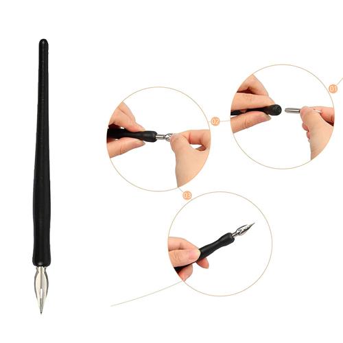 Тримач для пера з 5 перами набір для каліграфії Black (828382) - фото 5