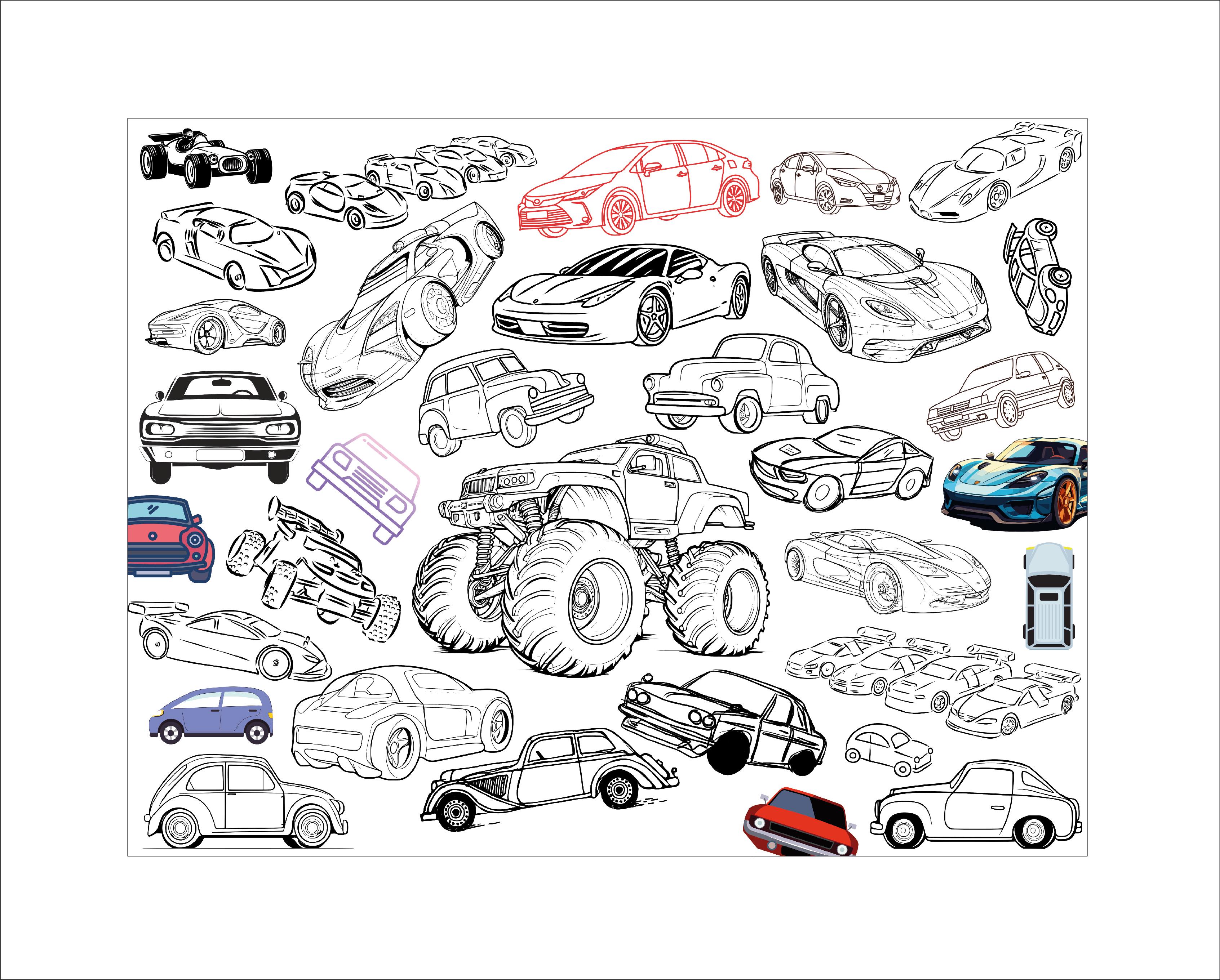 Розмальовка Машинки 100х130 см з тубусом