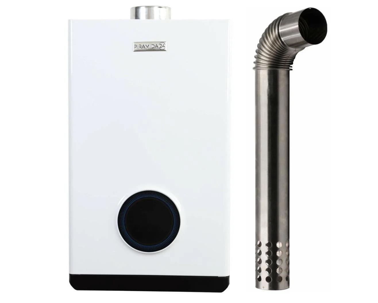 Колонка газова турбована Piramida 24 PG-24B з димоходом мідний теплообмінник 24 кВт Білий (PG-24B) - фото 2