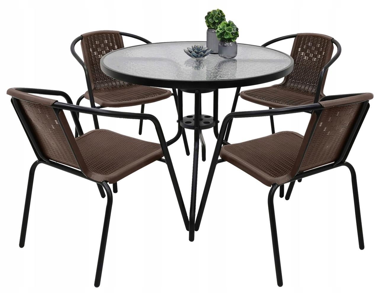 Комплект садовой мебели KONTRAST Bistro 4 90 см Brown (18701777)