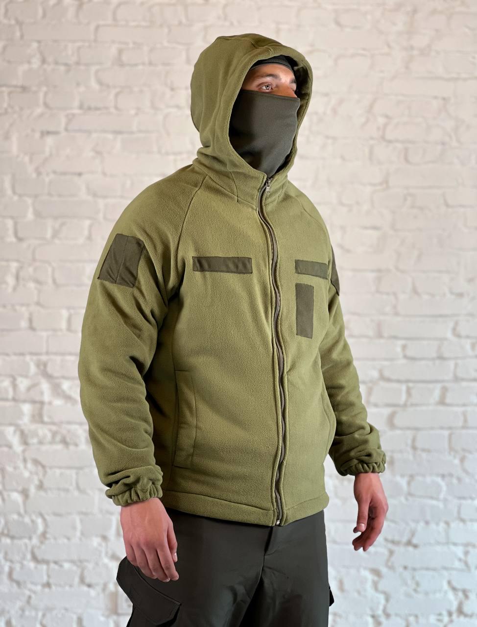 Кофта флисовая с капюшоном M р. 48 Оливковый (180-1)