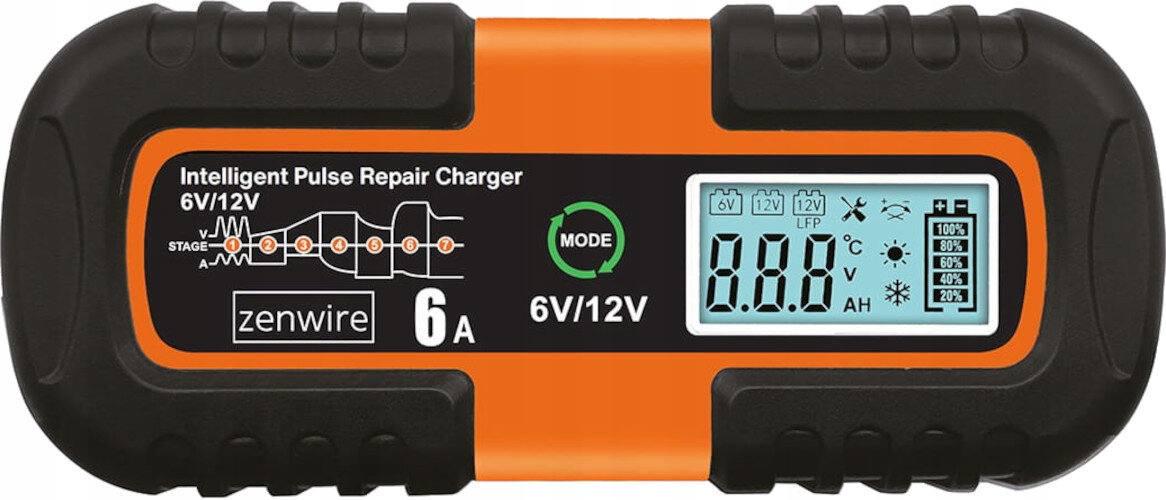 Зарядное устройство Expert ЗУ-400 6/12 В 6 А с ЖК-дисплеем и режимом восстановления аккумулятора