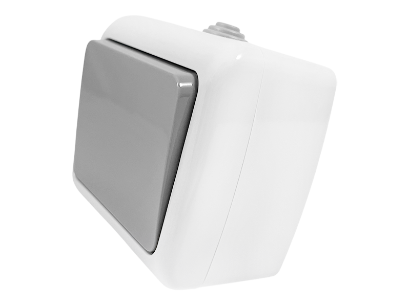 Выключатель 1-клавишный Lemanso Немо IP54 Серый (LMR2401)