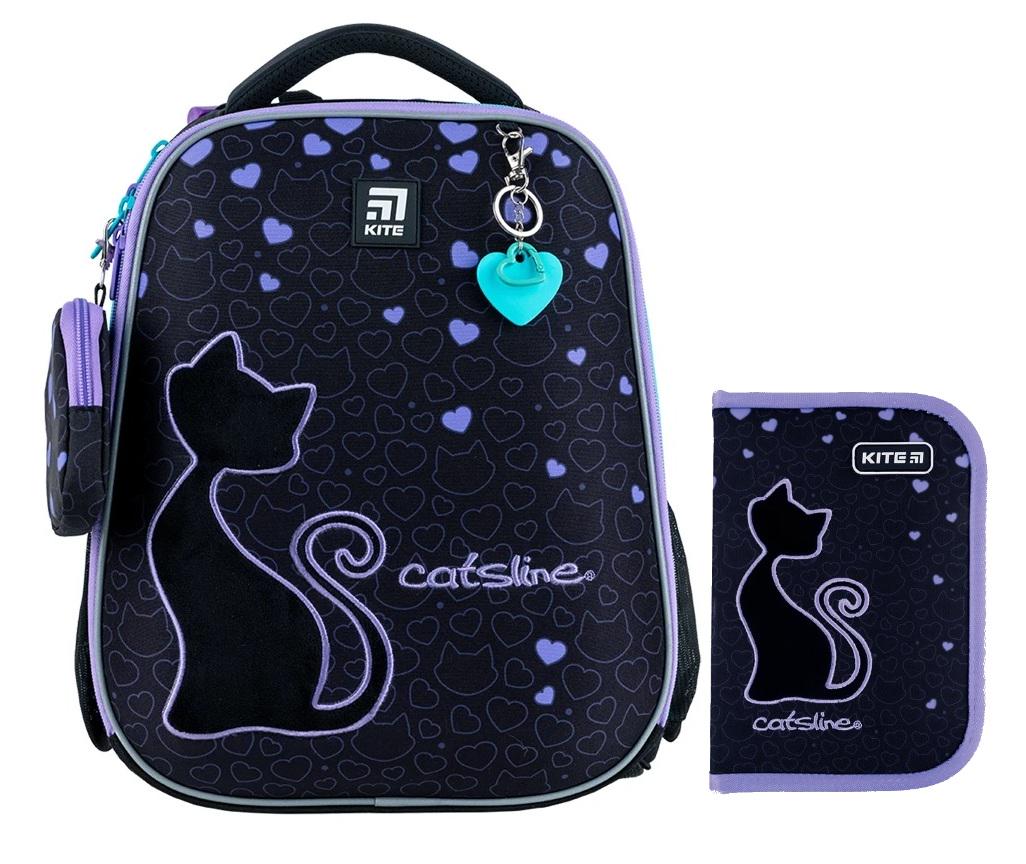 Рюкзак школьный каркасный/пенал Kite Education Catsline (202756)