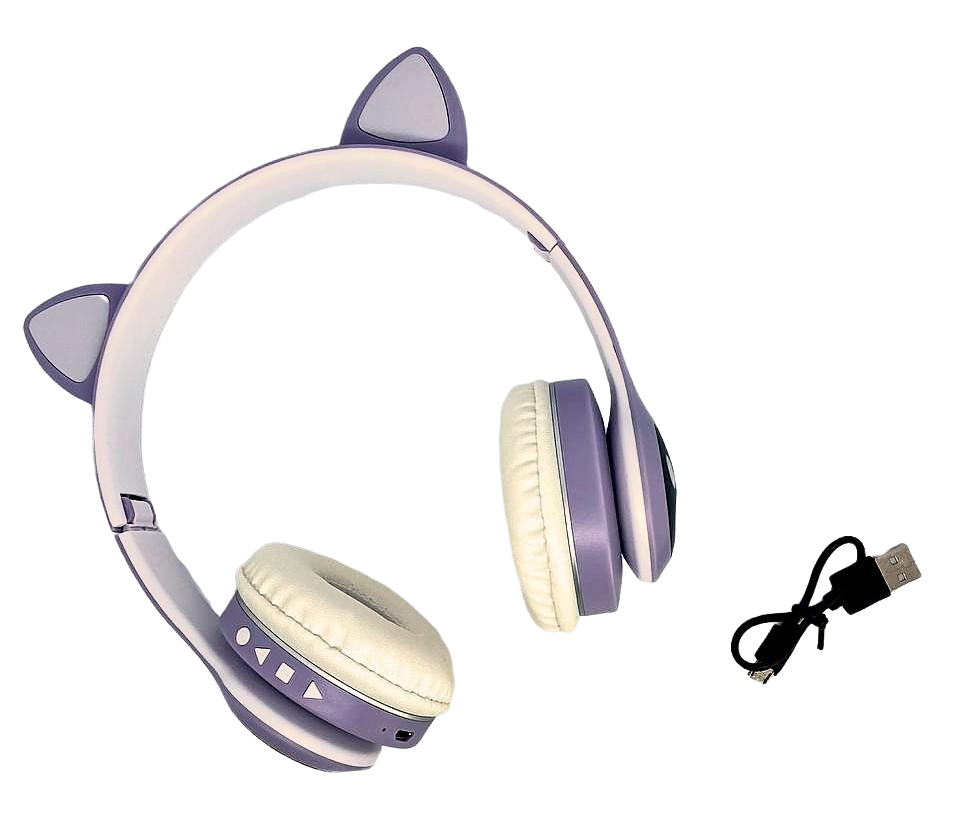 Наушники беспроводные Cat Ear VZV LED Bluetooth с кошачьими ушками и разноцветной LED подсветкой