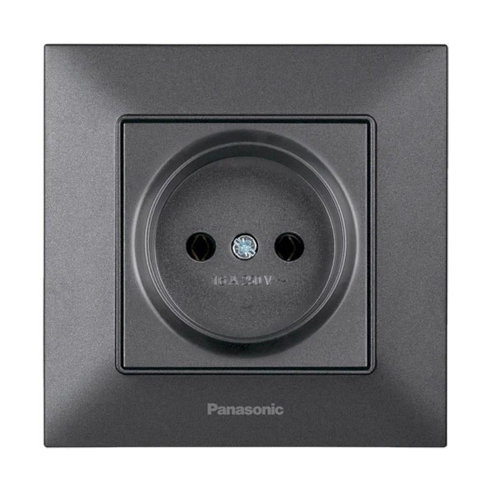 Розетка Panasonic Arkedia Slim одинарная Серый дымчатый (23830977)