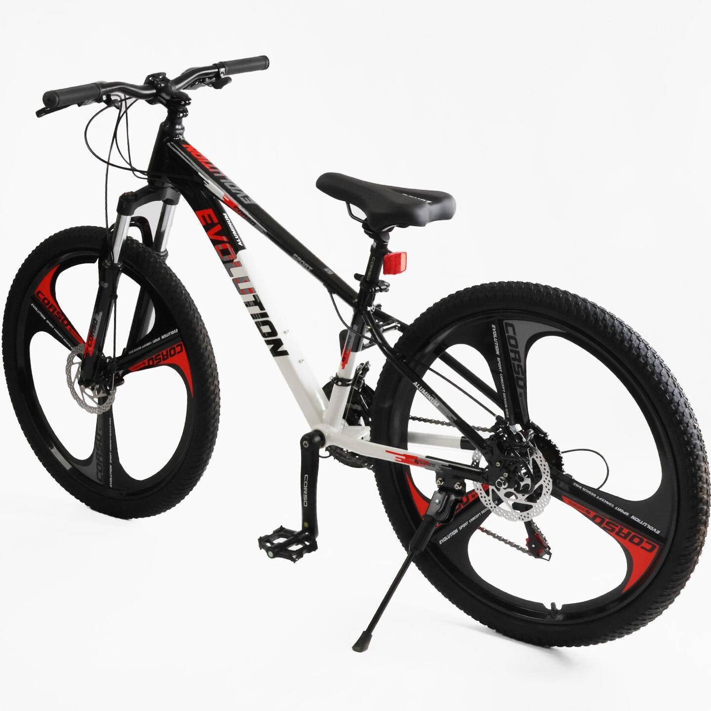 Велосипед горный алюминиевый Corso Evolution литые диски 26"/13" Черно-белый (824568384) - фото 3 Велосипед горный алюминиевый Corso Evolution литые диски 26"/13" Черно-белый (824568384) - фото 3
