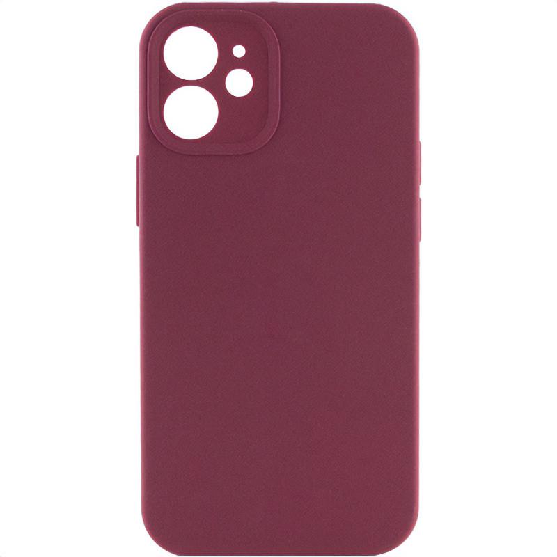 Противоударный чехол Silicone Case Full Camera Protective (AA) NL для Apple iPhone 12 (6.1") Бордовый / Plum