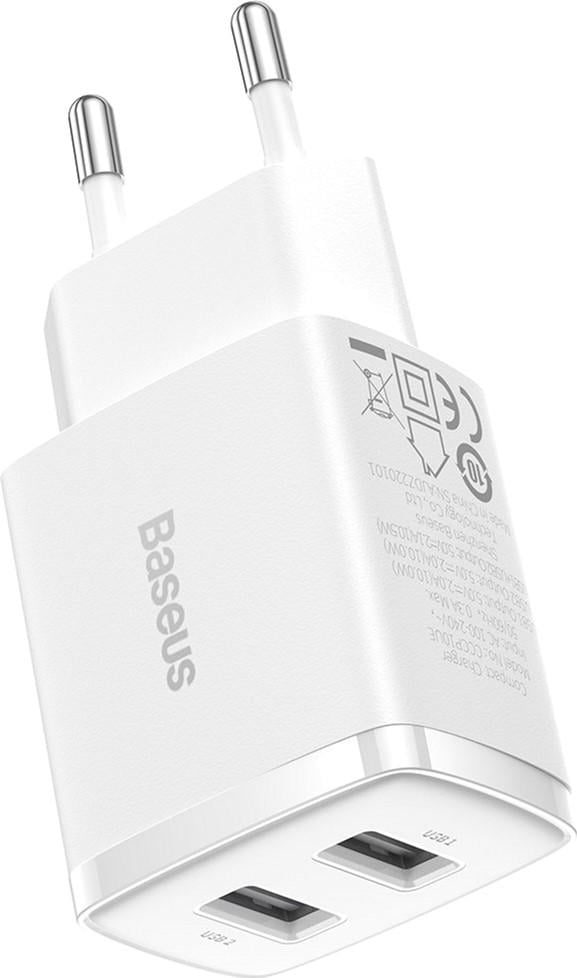 Зарядное устройство для Baseus Compact Charger 2USB 10.5W White (CCXJ010202) - фото 5 Зарядное устройство для Baseus Compact Charger 2USB 10.5W White (CCXJ010202) - фото 5
