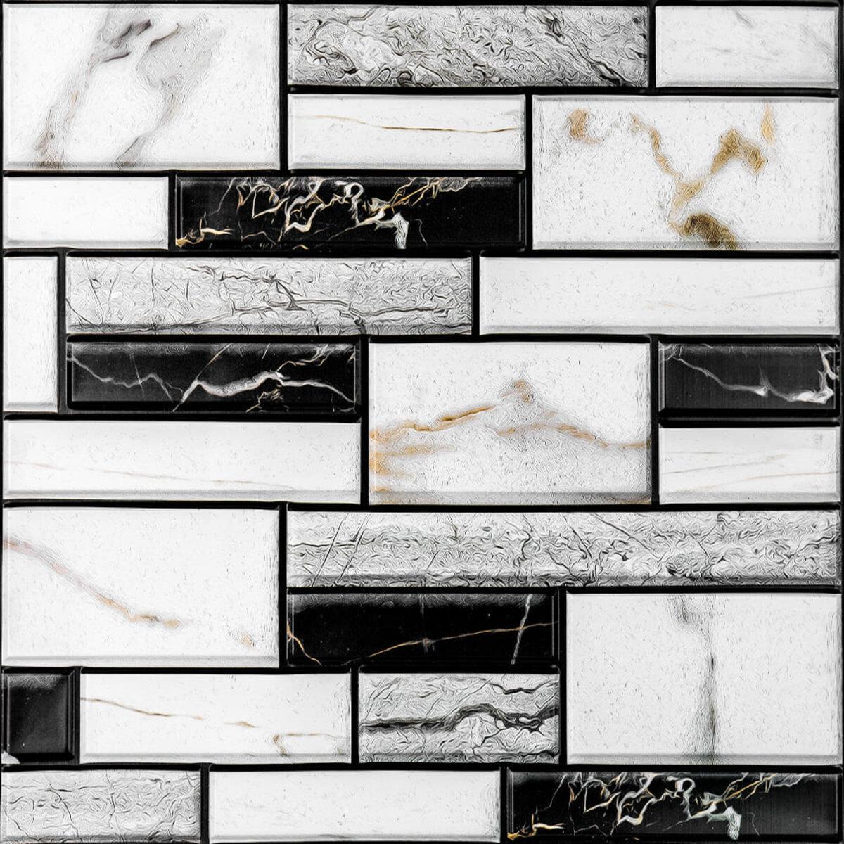 3D-панель із ПВХ самоклейна декоративна 300х300х5 мм Чорно-білий (SW-00000669)