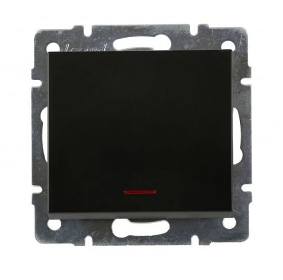 Выключатель одноклавишный Lezard Rain с подсветкой Антрацитовый (26496733)