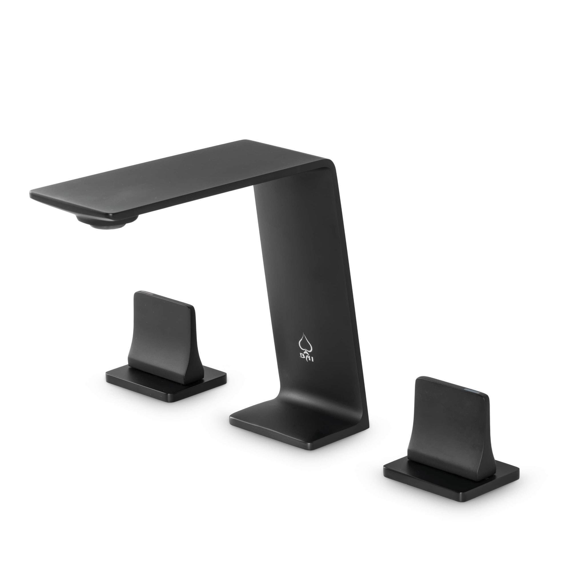 Змішувач для раковини BAI двохвентильний з аератором врізний на 3 отвори Чорний (0688)