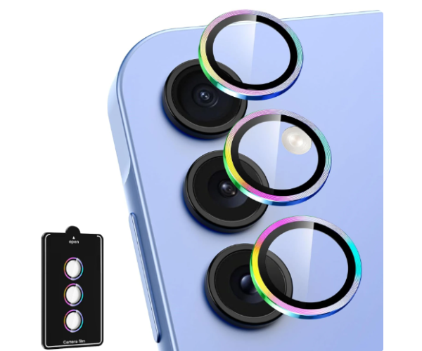Защитное стекло с рамкой CD Pattern на заднюю камеру для Samsung Galaxy A55 Разноцветный
